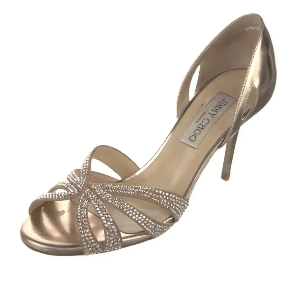 Jimmy Choo Metallic Strappy Heels rhinestone gold size EU 41 designer